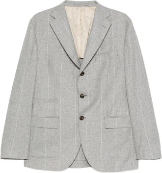 Eleventy Pak met krijtstreep en enkele rij knopen - Grijs