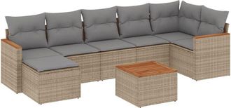 vidaXL Juego De Sof&aacute;s Jard&iacute;n Con Cojines Beige Mezcla 8 Pzas Rat&aacute;n Pe Vidaxl