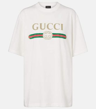 Gucci Logo cotton jersey and silk T-shirt