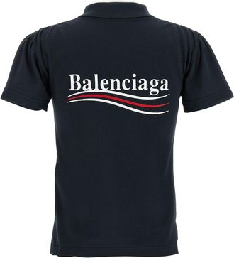 Balenciaga Womens Blue Cotton Polo Shirt