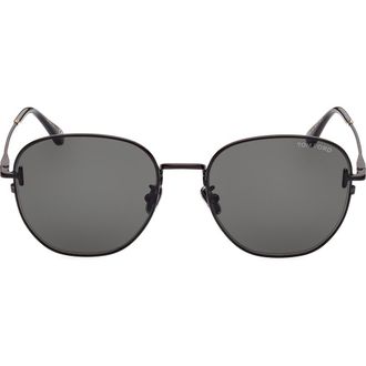 Tom Ford Round 56mm Sunglasses in Matte Black /Smoke at Nordstrom Rack