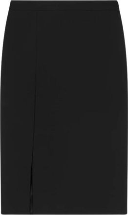 Dondup Slim Fit Stretch Rok met Voor Split - Dames - Midirokken - Zwart - M - Wol - Rokken