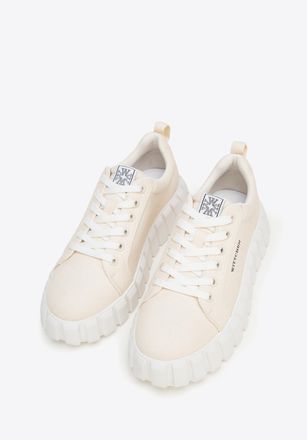 Wittchen Dames Platform Sneakers Lichtbeige Textielmateriaal