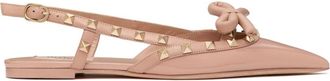 Valentino Garavani Rockstud Bow slingback ballerina shoes - women - Lambskin/Calf Leather/Goat Skin/Calf Leather - 37.5 - Pink