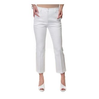 Max Mara Cropped Trousers, female, White, XL, Cotton Trumpet Trousers