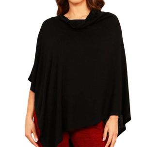 French Kyss Solid Asymmetrical Poncho In Black
