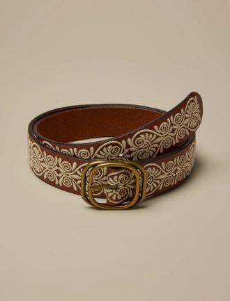 Lucky Brand Double Buckle Embroidered Belt
