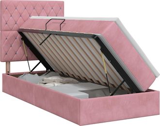 vidaXL Cama Con Almacenamiento Y Colch&oacute;n Rosa 100 X 200 Cm Terciopelo Vidaxl