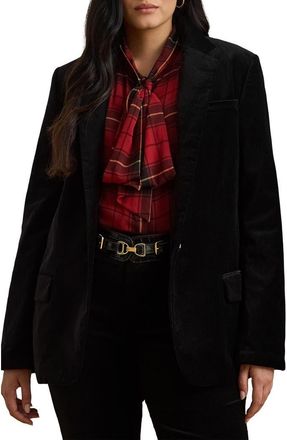 Lauren Ralph Lauren Stretch Velvet Blazer in Black Velvet at Nordstrom, Size 14W