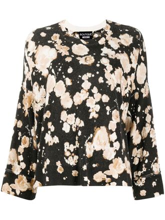 Moschino floral long-sleeve jumper - Black