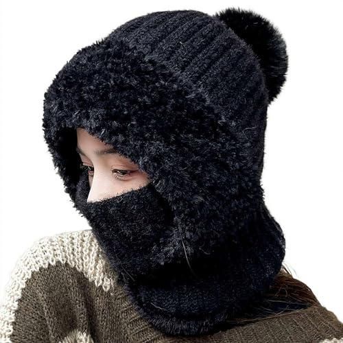 Bonnet 3 En 1 Avec Écharpe Et Masque Pour Femme - Cagoule Polaire Coupe-Vent Pour Ski, Cyclisme Et Froid