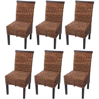 Hhg Set 6x sedie intreccio di banano eleganti soggiorno sala pranzo M45 gambe scure senza cuscini
