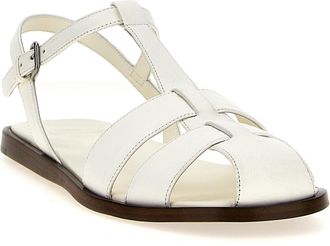 Churchs Womens White Lamb Leather Flat Sandals