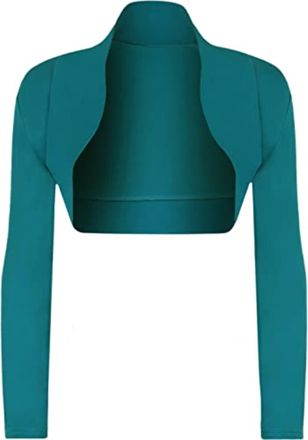 Generic Womens Open Front Bolero Plain Party Casual Cropped Top Ladies Long Sleeve Cocktail Evening Cardigan Shrug Top UK Size 6-20 (UK, Numeric, 10, Regular,