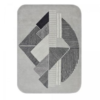 Un amour de tapis Alfombra de sal&oacute;n capiton&eacute; a mano de lana, gris 160x230