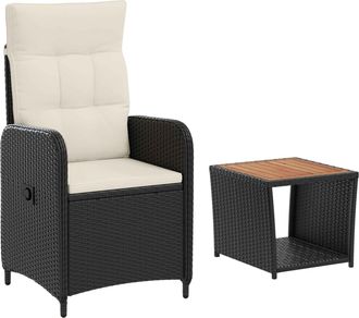 vidaXL Conjunto De Sof&aacute;s De Jard&iacute;n 2 Uds. Negro Y Crema Vidaxl
