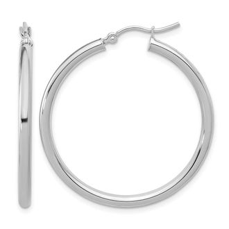 Diamond2Deal 14k Gold Polished 2.5mm Round Lightweight Tube Hoop Earrings