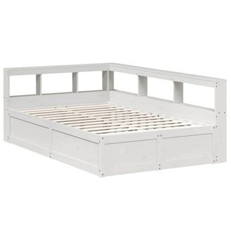Berkfield Home Decorative Bookcase Bed without Mattress White 135x190cm Solid Wo | Size: 135x190 cm