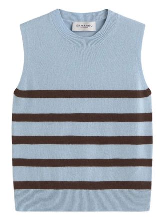 Ermanno Scervino stripe-pattern sleeveless tank top - women - Cashmere/Wool - 44 - Blue