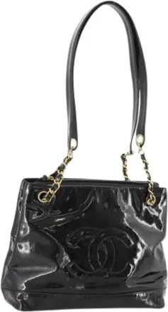 Chanel Pre-owned Shoulder Bags, female, Black, Size: ONE SIZE Pre-owned Vintage Patent Leather Shoulder Bag
