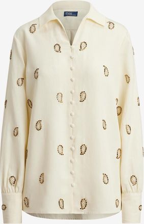 Polo Ralph Lauren Lyocell- und Leinenhemd mit Paisley-Perlenstickereien