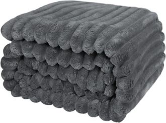 OEM Manta Acogedora, Colcha/manta De Sof&aacute; C&aacute;lida Y Mullida, Con Estampado De Rayas, Ideal Para Mam&aacute;, Esposa O Novia (gris Oscuro, 200 X 230 Cm)