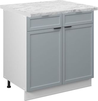 Vicco Mueble Bajo De Cocina Fame-line, Azul Claro-gris, 80 Cm, Et M&aacute;rmol