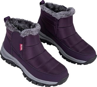 Generic Snow Boots Mens Women Boots Plush Warm Soft Sneakers Men Couple Style Non-slip Winter Slip On Shoes(Purple,41)