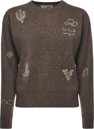 MC2 Saint Barth embroidered sweater - women - Wool - M - Brown