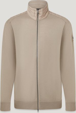 Belstaff Kelby Zip Cardigan Mens Merino Wool Dark Sand Size 2XL