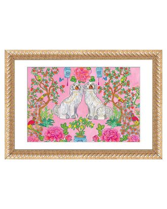 iCanvas Staffordshire Dogs Chinoiserie In Pink By Green Orchid Boutique Wall Art