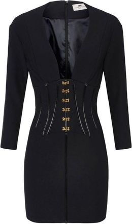 Elisabetta Franchi Form-Fitting Mini Dress With Deep V Neckline