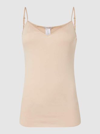 Hanro Unterhemd mit Spaghettiträgern - nahtlos Modell Cotton Seamless in Beige, Größe XS