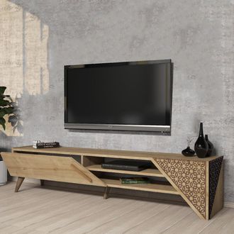 Dmora Mueble Para Tv Campli, Un Estante, Una Puerta, 3 Compartimentos, 180x40x37h Cm Color Roble Marr&oacute;n