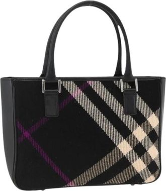 Burberry Pre-owned Tote Bags, female, Black, Size: ONE SIZE Pre-owned Vintage Wool Hand Bag