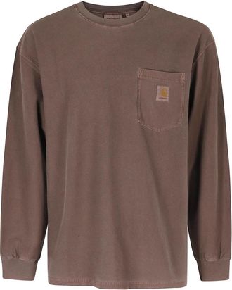 Carhartt Work in Progress L/S Loose Pocket T-Shirt - Heren - Longsleeves - Bruin - L - Katoen - Tops