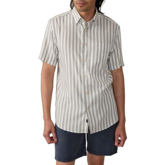 Faherty Movement Monterrey Short Sleeve Button-Up Shirt in Clover Valley Stripe at Nordstrom Rack, Size Xx-Large
