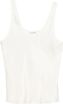 Anine Bing Top in seta con scollo ampio - Bianco
