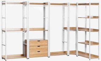 Sklum Armario Modular Abierto Esquinero De 5 Piezas En Acero Y Madera Ariaster Sklum