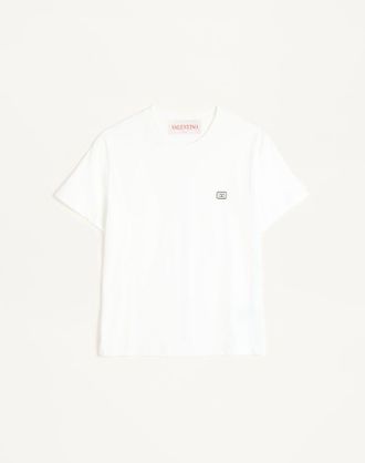 Valentino Cotton T-Shirt With VLogo Patch