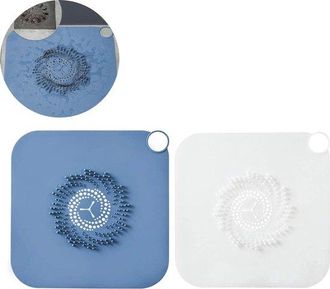 OEM Tap&oacute;n De Desag&uuml;e De Silicona De 2 Piezas, Tap&oacute;n De Desag&uuml;e Anti, Pelo, Tap&oacute;n De Desag&uuml;e, Tap&oacute;n De Desag&uuml;e, Anti, 28x28 Cm, Azul Y Blanco
