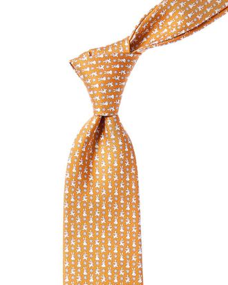 Ferragamo Orange Bunny Silk Tie