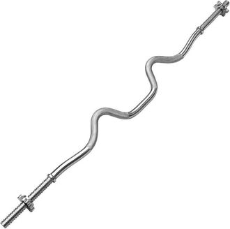 Trade Shop Barra Curvada Ondulada Curl 120cm Con Soporte Ez Disc 25mm Levantamiento De Pesas