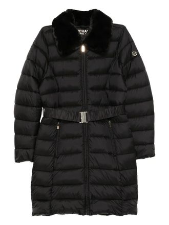 Michael Michael Kors logo-plaque padded coat - women - Nylon/Polyester/Polyester - S - Black