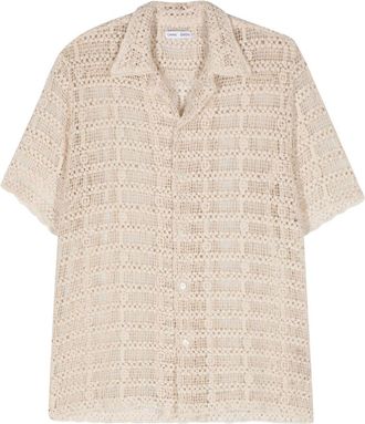CMMN SWDN crochet-knit cotton shirt - men - Cotton - 50 - Neutrals