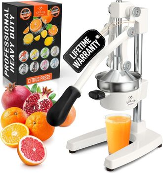 Zulay Kitchen Cast Iron Juicer - Heavy Duty Manual Juicer with Detachable Strainers