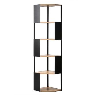 Calicosy Estanter&iacute;a de esquina, 5 niveles con laterales de metal negro h172 cm