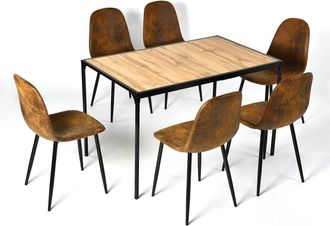 Urban Meuble Conjunto de comedor 1 mesa y 6 sillas ante marrón