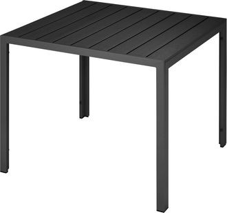 TecTake Mesa de jard&iacute;n, aluminio, patas ajustables, 90 x 90 x 74,5 cm, negro