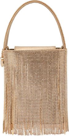 Olga Berg Billie Crystal Fringe Top Handle Bag in Champagne at Nordstrom